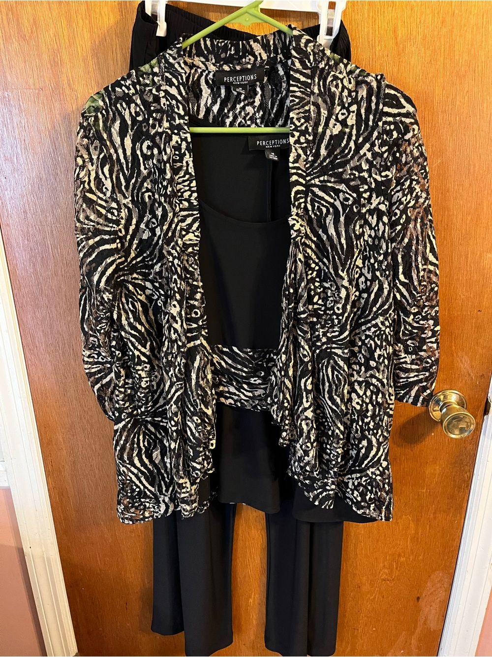Perceptions Black and White Printed Pant Suit